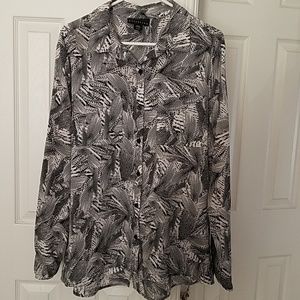 Black and white patterned blouse